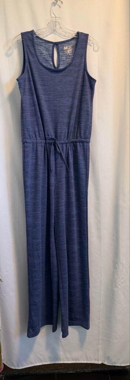 Muk Luks | Sleeveless Jumpsuit Heather in Navy Blue with Drawstring